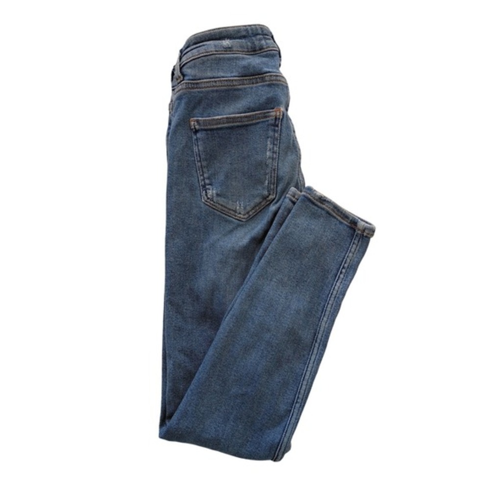ZARA Women Blue Wash Denim Jeans Slim‎ Fit Distressed Size 36